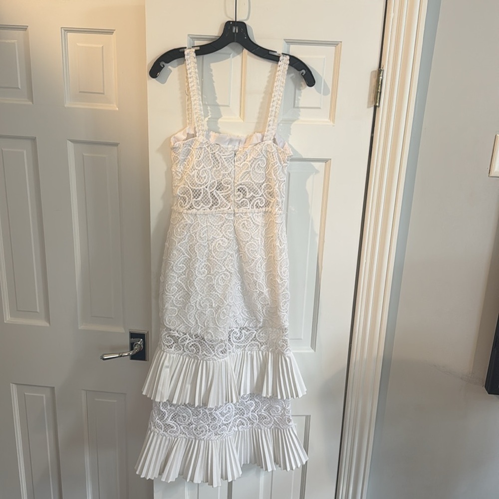 Alexis Lyssa White Pleat Midi Crochet Dress - Picture 6 of 6